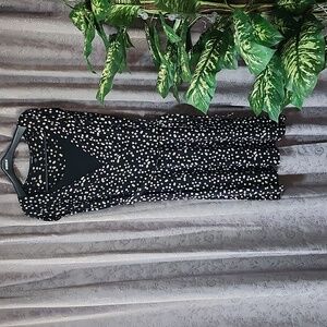 Style & Co. Black Midi Dress with Purple and White Dots